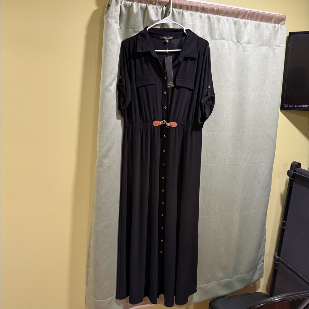Indigo Black Button-Down Maxi Dress